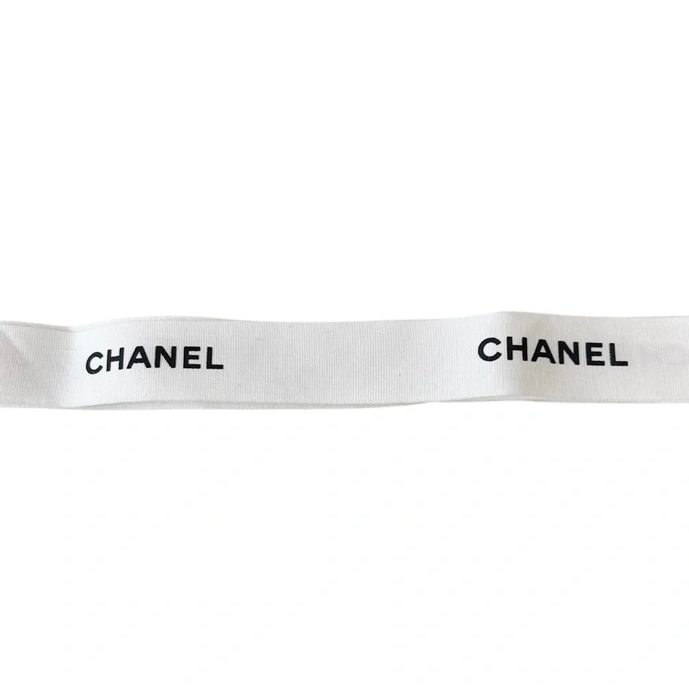 CHANEL Gift Wrap Ribbon White Black 92